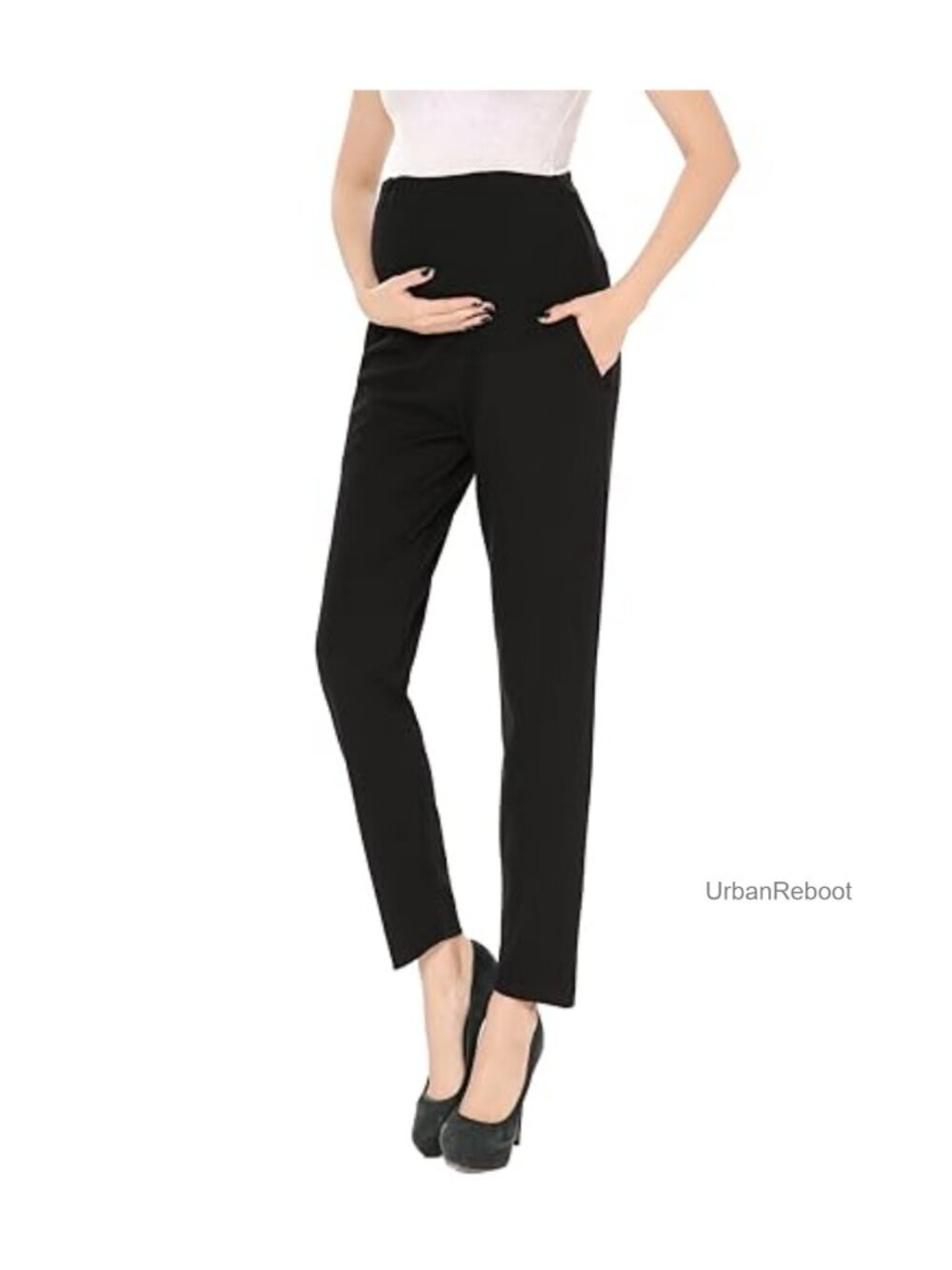 Maternity Over The Belly Straight Leg Work Pants with Pockets